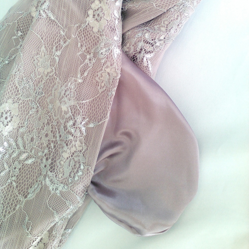 ~Metallic Mauve Lace Sweetheart Cocktail Sheath 8 Mini Dress Jill Stuart Studio - Picture 7 of 8